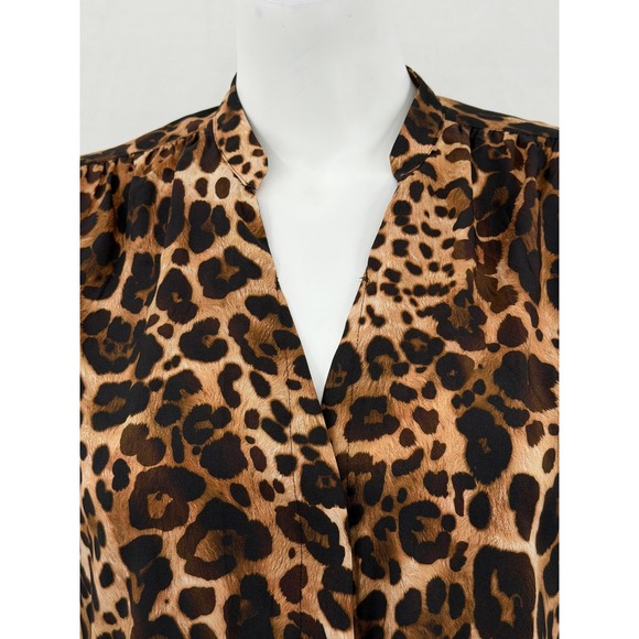 Express Top Womens Large Leopard‎ Portofino Long Sleeve Button Up Preppy Office - Picture 2 of 10